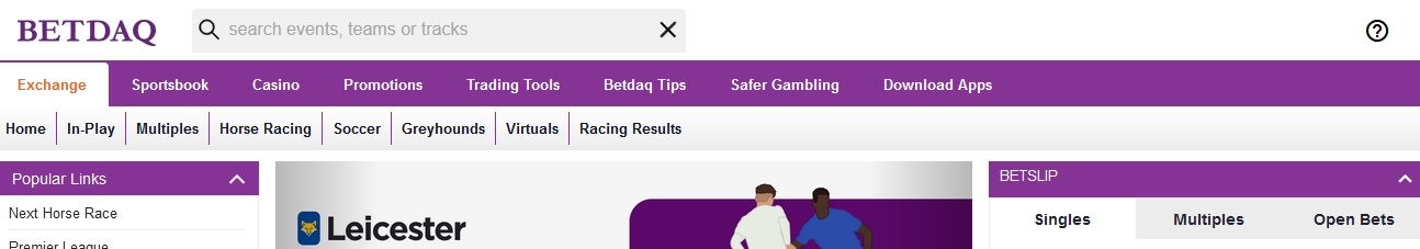 Banner der BETDAQ Exchange Website
