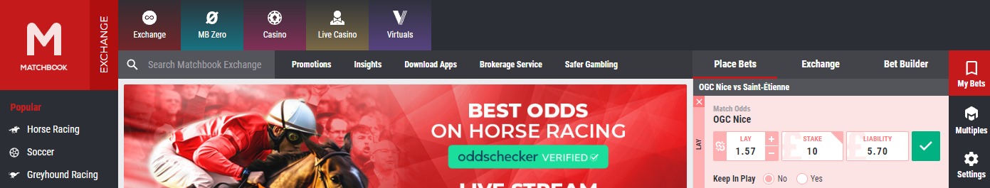 Banner der Matchbook-Website