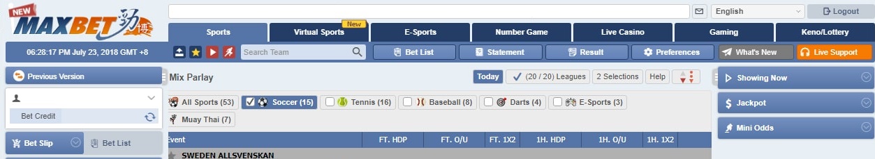 Oberes Banner der MAXbet-Website